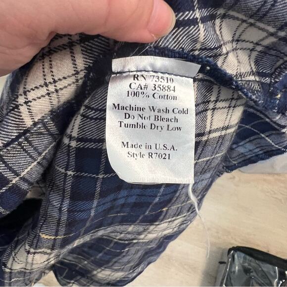 COUSIN EARL Blue Fall Flannel Plaid Tie Waist Shirt Dress, S - Picture 8 of 8